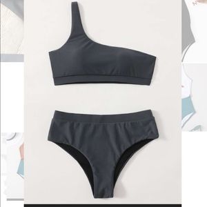 Dark grey two piece bathing swimsuit large shein